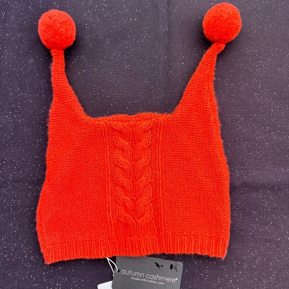 Autumn Cashmere Cable Hat with two Pom-Poms
